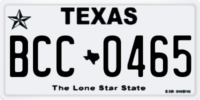 TX license plate BCC0465