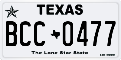 TX license plate BCC0477