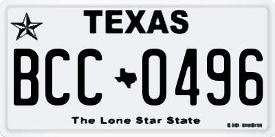 TX license plate BCC0496
