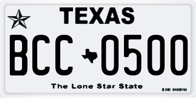 TX license plate BCC0500