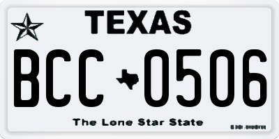 TX license plate BCC0506