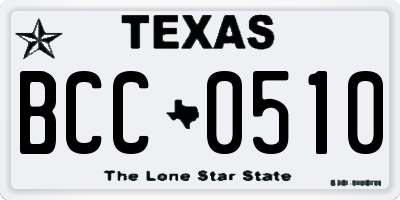 TX license plate BCC0510