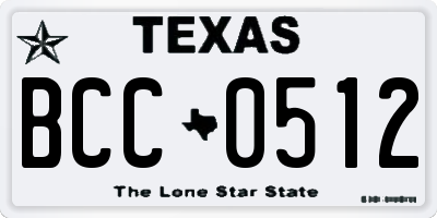 TX license plate BCC0512
