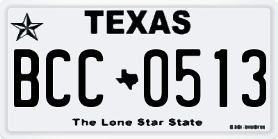TX license plate BCC0513