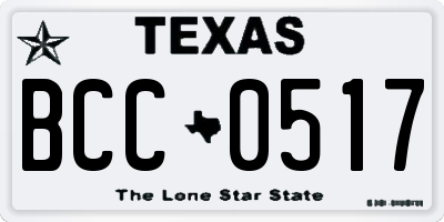 TX license plate BCC0517
