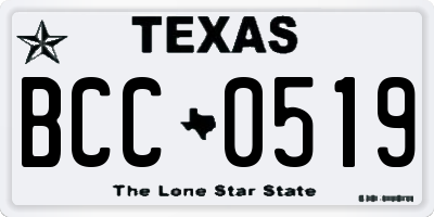 TX license plate BCC0519
