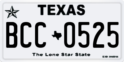 TX license plate BCC0525