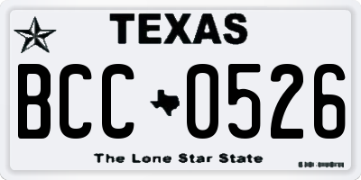 TX license plate BCC0526