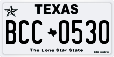 TX license plate BCC0530