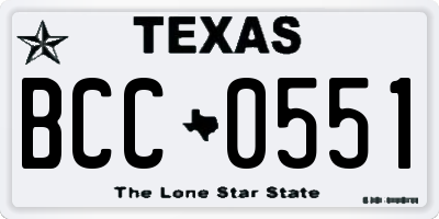 TX license plate BCC0551