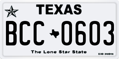 TX license plate BCC0603