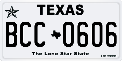TX license plate BCC0606