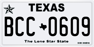 TX license plate BCC0609