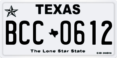 TX license plate BCC0612