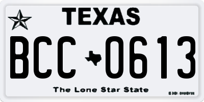 TX license plate BCC0613