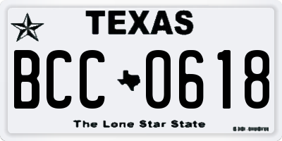 TX license plate BCC0618