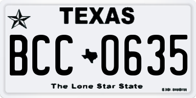 TX license plate BCC0635