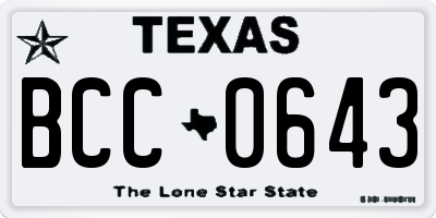 TX license plate BCC0643