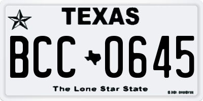 TX license plate BCC0645