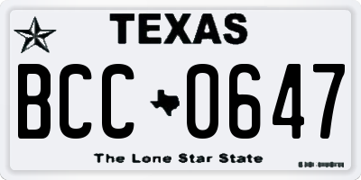 TX license plate BCC0647
