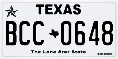TX license plate BCC0648