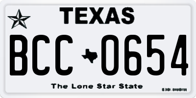 TX license plate BCC0654