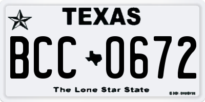 TX license plate BCC0672