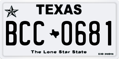 TX license plate BCC0681