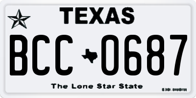 TX license plate BCC0687