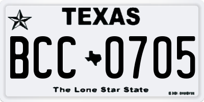 TX license plate BCC0705