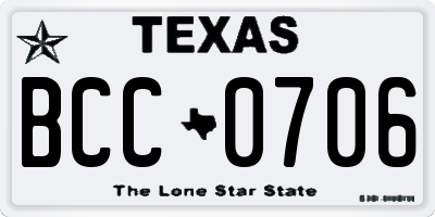 TX license plate BCC0706