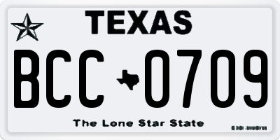 TX license plate BCC0709