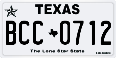 TX license plate BCC0712