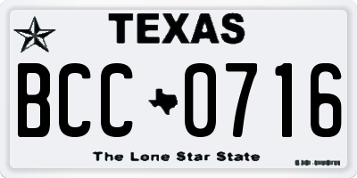 TX license plate BCC0716