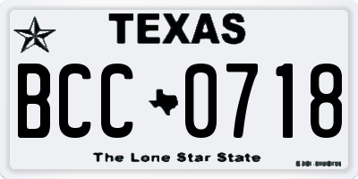 TX license plate BCC0718