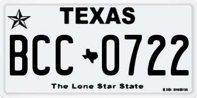 TX license plate BCC0722