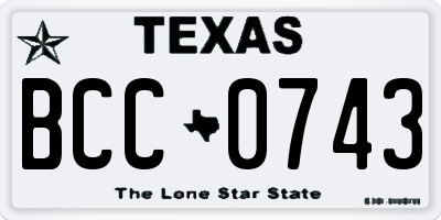 TX license plate BCC0743