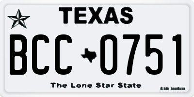 TX license plate BCC0751