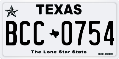 TX license plate BCC0754
