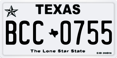 TX license plate BCC0755