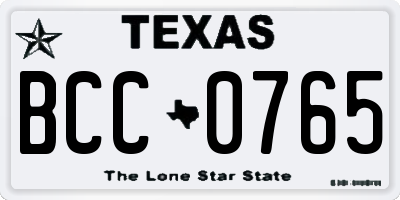 TX license plate BCC0765