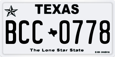 TX license plate BCC0778