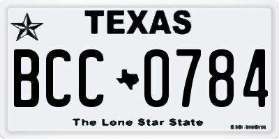 TX license plate BCC0784
