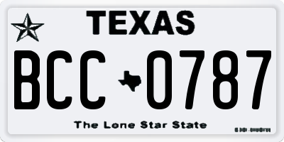 TX license plate BCC0787