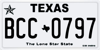 TX license plate BCC0797