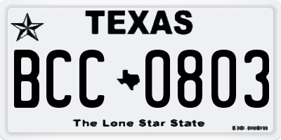 TX license plate BCC0803