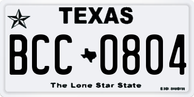 TX license plate BCC0804