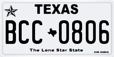 TX license plate BCC0806