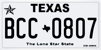 TX license plate BCC0807