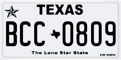 TX license plate BCC0809